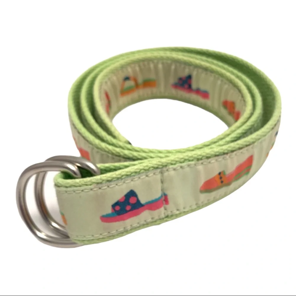 Douglas Paquette Canvas Flip Flops D Ring Belt size Medium